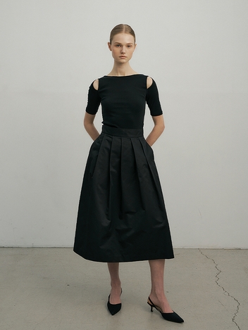 Pleats balloon skirt (black)
