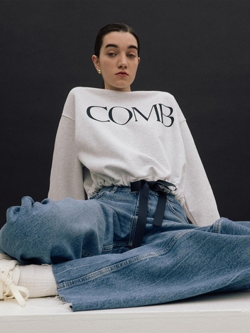 CO RIBBON TIE SWEATSHIRT_WHITE GREY