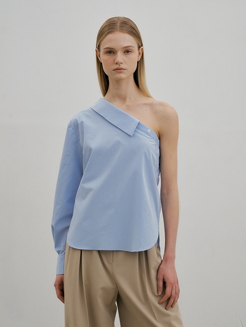 Unnormal shoulder shirt (sky blue)