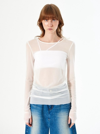 LONG SLEEVE MESH TEE_IVORY