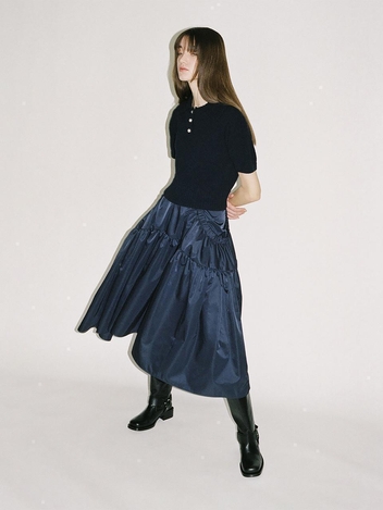 CO SHIRRING VOLUME SKIRT_NAVY