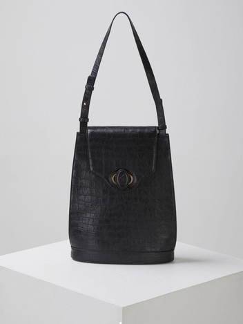 Oval flap bag(Crocodile black)