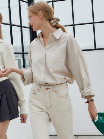 PASTEL OVERSIZED COTTON SHIRT_BEIGE