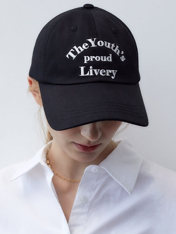 EMBROIDERY SLOGAN COTTON BALL CAP_BLACK