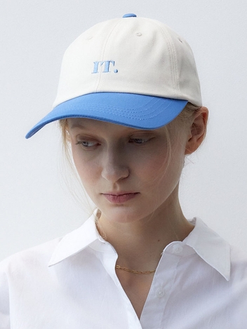 SIMPLE LOGO COTTON BALL CAP_WHITE BLUE