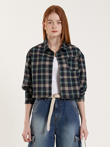 CHECK CROPPED SHIRT_GREEN