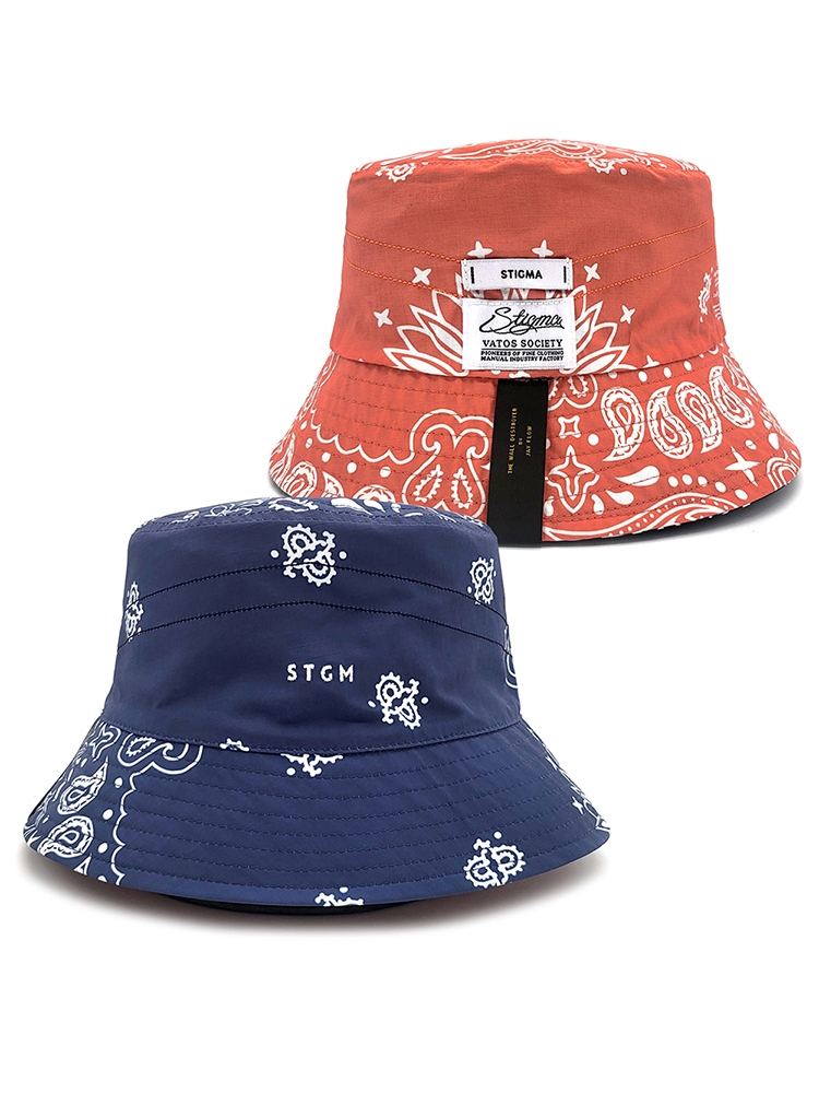 23SS PAISLEY REVERSIBLE BUCKET HAT NAVY/ORANGE