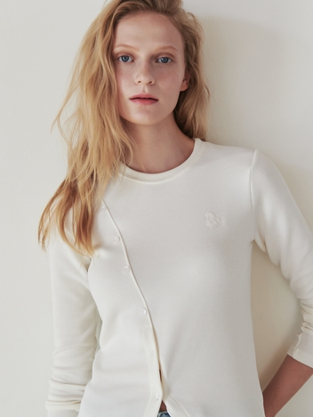 DIAGONAL BUTTON LONG SLEEVE IVORY