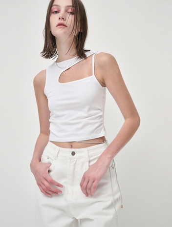 Cut Out Sleeveless Top, Ivory
