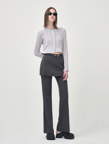 Belted Skirt Pants, Charcoal