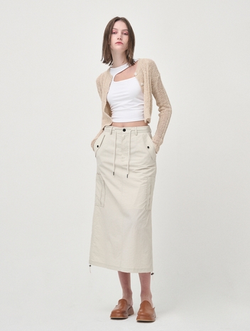 String Long Cargo Skirt, Cream