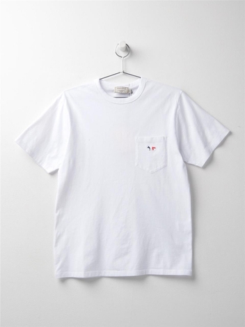 [메종키츠네] 남성 트리컬러 폭스패치 반팔 WHITE