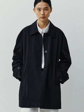 BUTTON UP HALF MAC COAT - BLACK