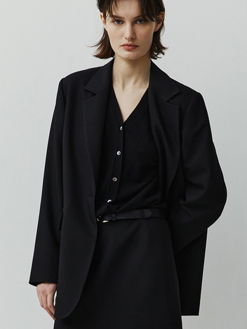 CLASSIC SINGLE ONE BUTTON JACKET - BLACK