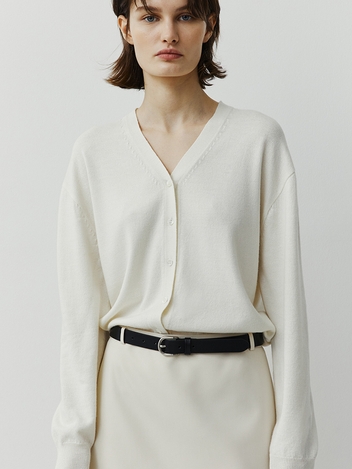 LANA WOOL V NECK CARDIGAN - IVORY