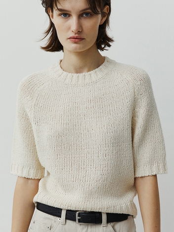 ORGANIC COTTON KNIT TOP - IVORY