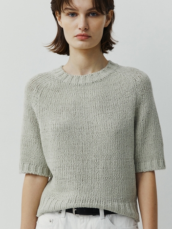 ORGANIC COTTON KNIT TOP - LIGHT KHAKI
