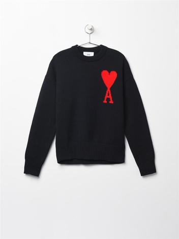 [아미] 남성 빅하트 로고 스웨터 BLACK/RED