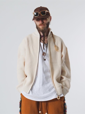 NATURAL O-RING FULL ZIP-UP KNIT / 5 colors
