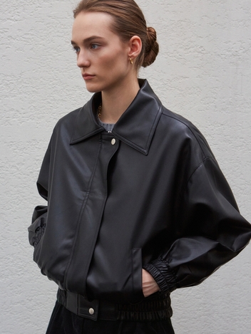 VEGAN LEATHER BLOUSON_BLACK