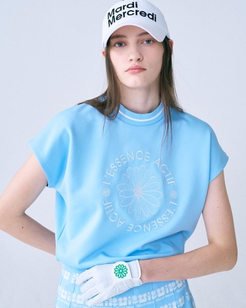 EMBLEM EMBROIDERED ACTIVE TOP _SKY IVORY