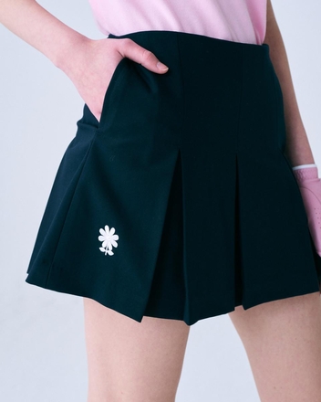 [L size 4/7일 순차배송] PLEATS MINI SKIRT EMOJI NEEDLEWORK_NAVY IVORY
