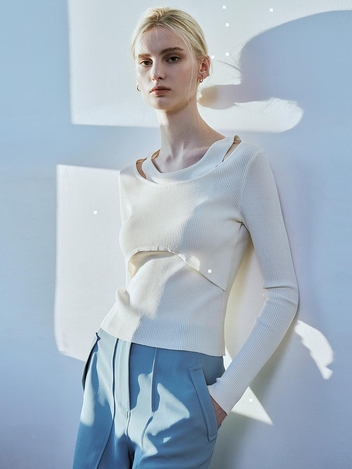 [HUNCH] Layered rib knit pullover