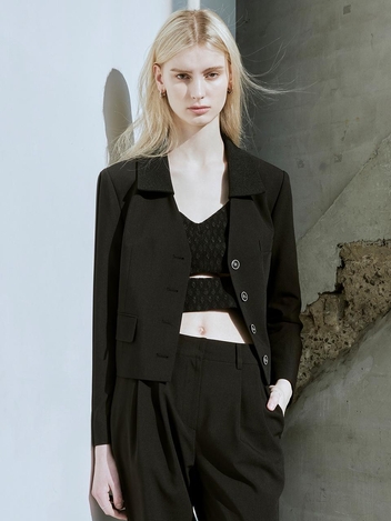 [HUNCH] [유지애/박정아 착용]Detachable collar v neck jacket (2color)