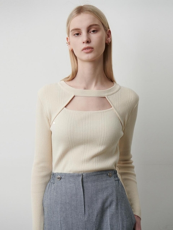 [HUNCH] [케플러 유진/트와이스 다현 착용]Choker neck slim fit knit (2color)