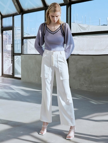 [HUNCH] Compact satin cargo pants (2color)