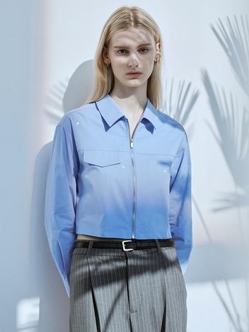 [HUNCH] [이주우/표예진 착용]Crop two way zip up shirts  (2color)