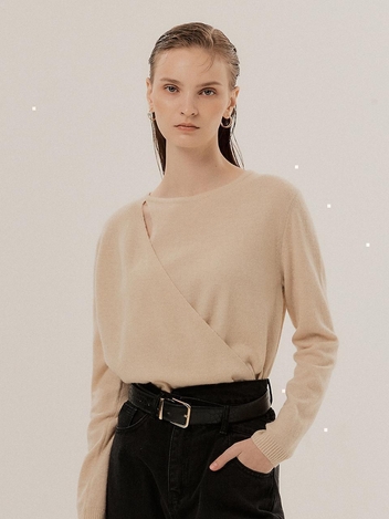 [HUNCH] OPEN SLIT ROUND WRAP KNIT