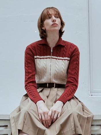[HUNCH] COLOR BLOCK KNIT CARDIGAN