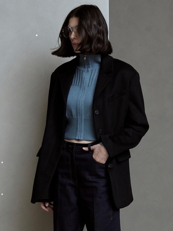 [HUNCH] HIDDEN BUTTON WOOL JACKET