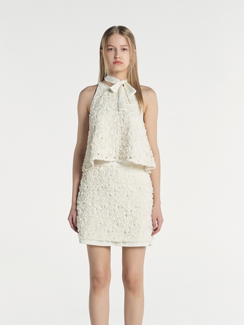 BLOOMING HALTER TOP (CREAM)