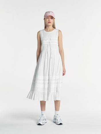 RIBBON PINTUCK DRESS (WHITE)