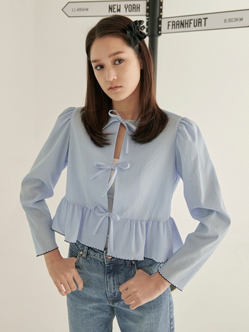 TAV SIGNATURE RIBBON LONG BLOUSE - BLUE