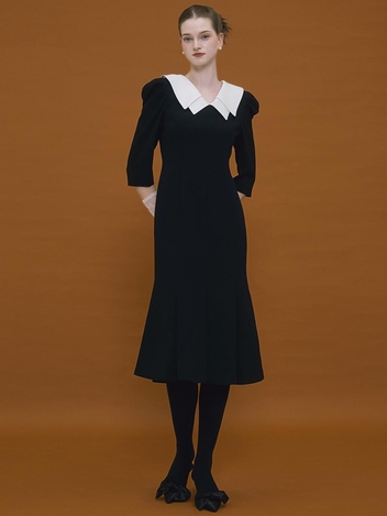 [S BLANC] [김소영/남보라/김환희/이지현/함연지/류현경 착용]Molly / Point Collar Flare Dress