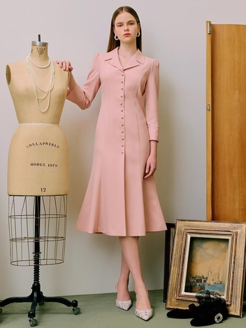 [S BLANC] Iris / Open Collar Mermaid Dress