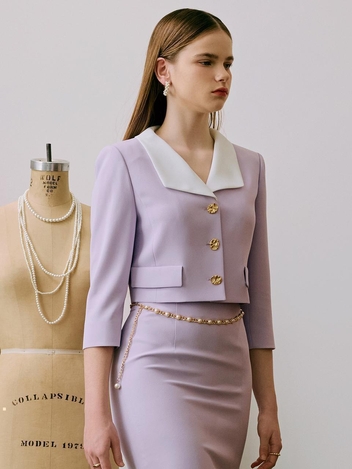 [S BLANC] Lillian / Collar Detail Cropped Set-up Jacket
