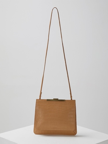 Double flat bag(Crocodile beige)