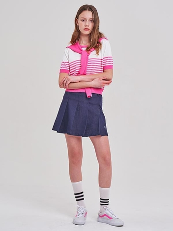 P_LABEL A라인 플리츠 미니 스커트 MW3SS084_NVY