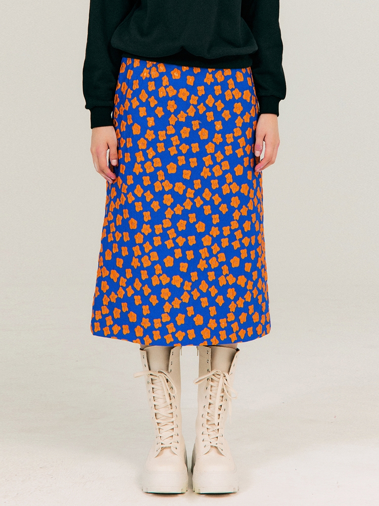 Jacquard A-Line Skirt_BLUE