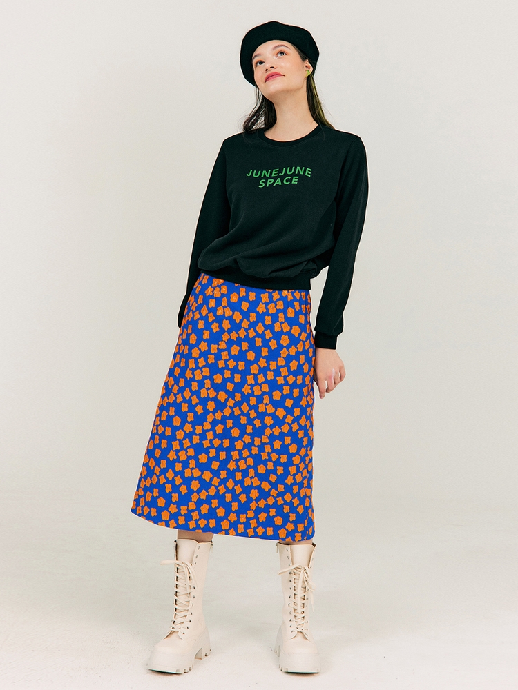 Jacquard A-Line Skirt_BLUE