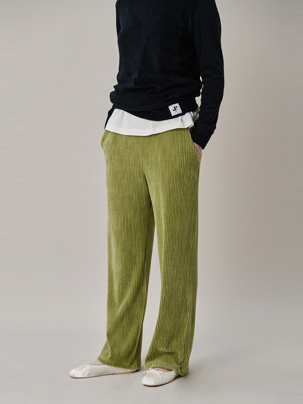 Two Tone Velour Pants_LIGHT GREEN