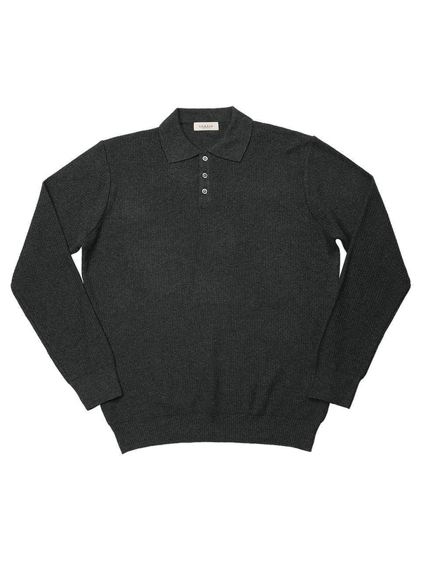 16G Texture Polo Knit (Dark Gray)