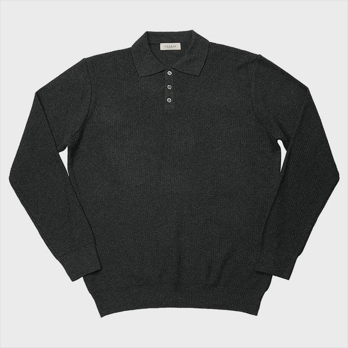 16G Texture Polo Knit (Dark Gray)