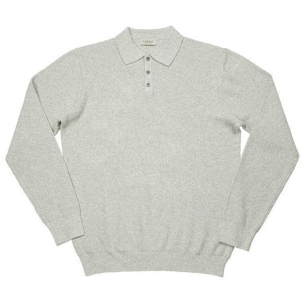 16G Texture Polo Knit (Oatmeal Gray)