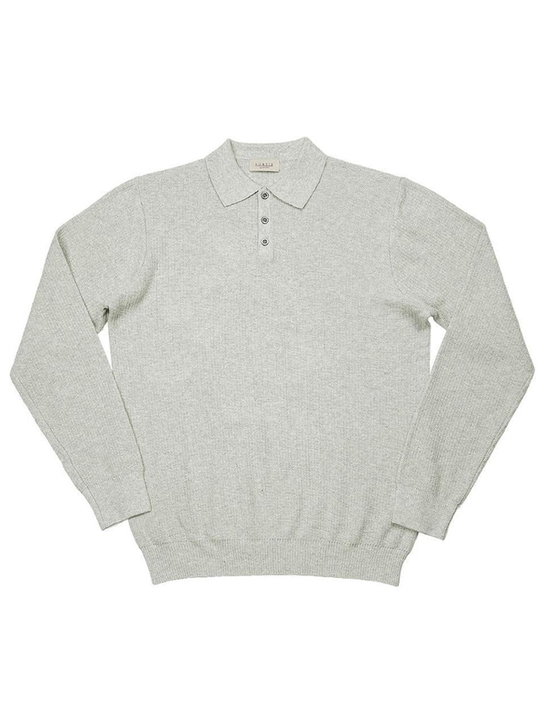 16G Texture Polo Knit (Oatmeal Gray)