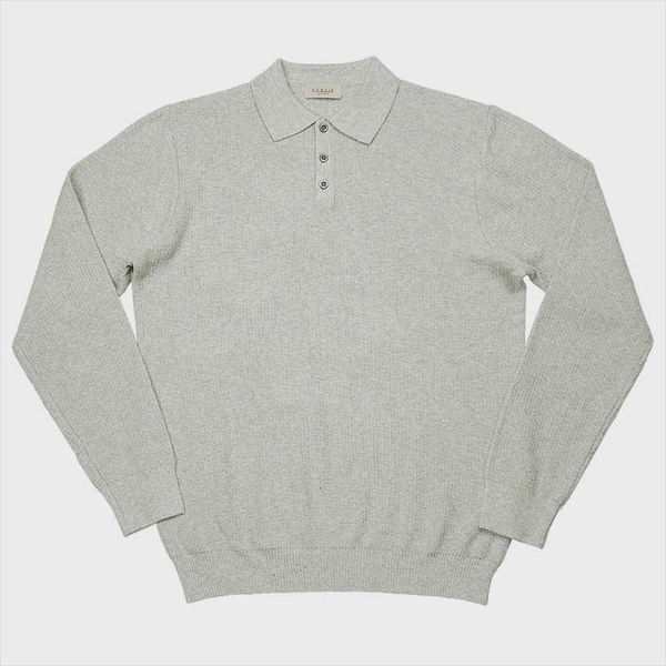 16G Texture Polo Knit (Oatmeal Gray)